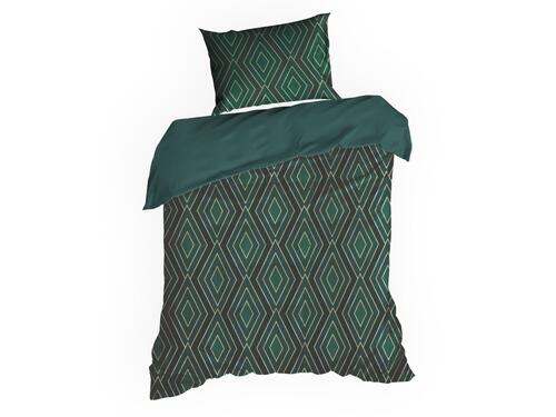 Obliečky na posteľ - Astoria s geometrickou potlačou, zelené, prikrývka 140 x 200 cm + 1x vankúš 70 x 80 cm